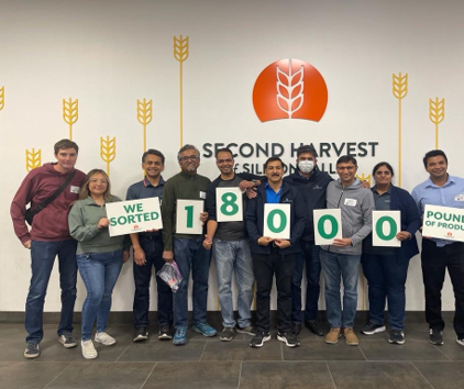 Employees based at Santa Clara office Sorted 18000 pounds food for people in need @ Second Harvest Food Bank