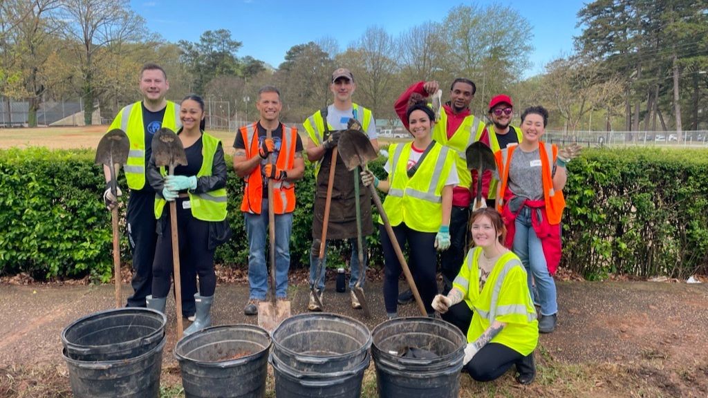 Some of our team members volunteering for Trees Atlanta. 