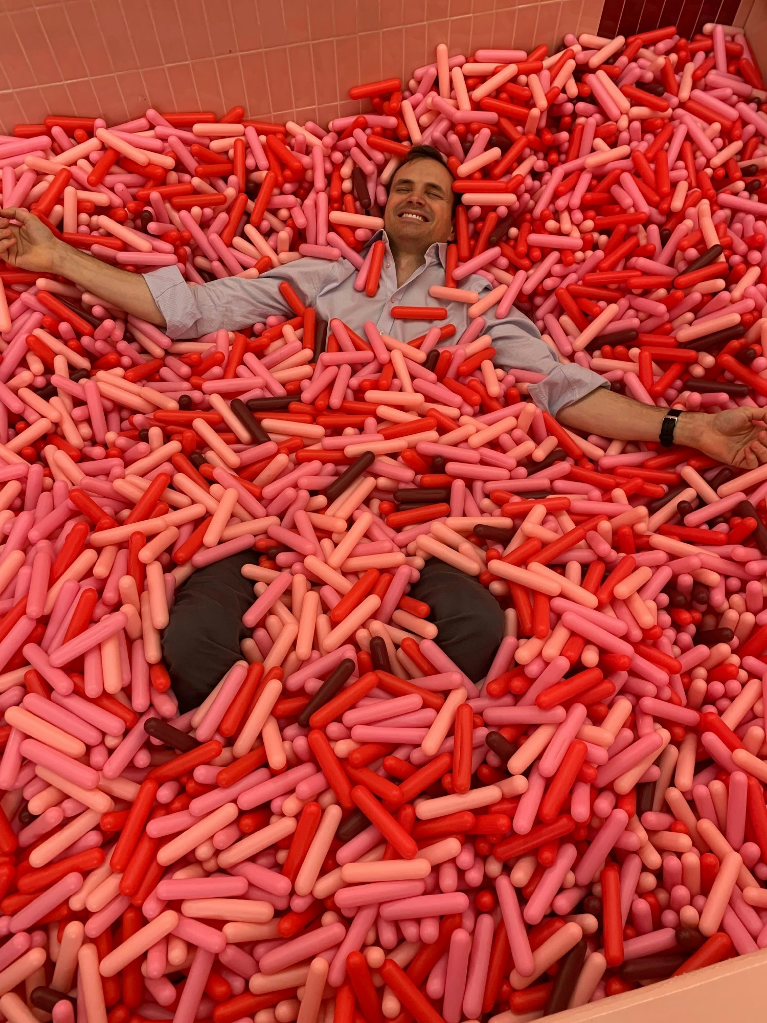 Our VP of Operations having fun at the Museum of Ice Cream during our offsite