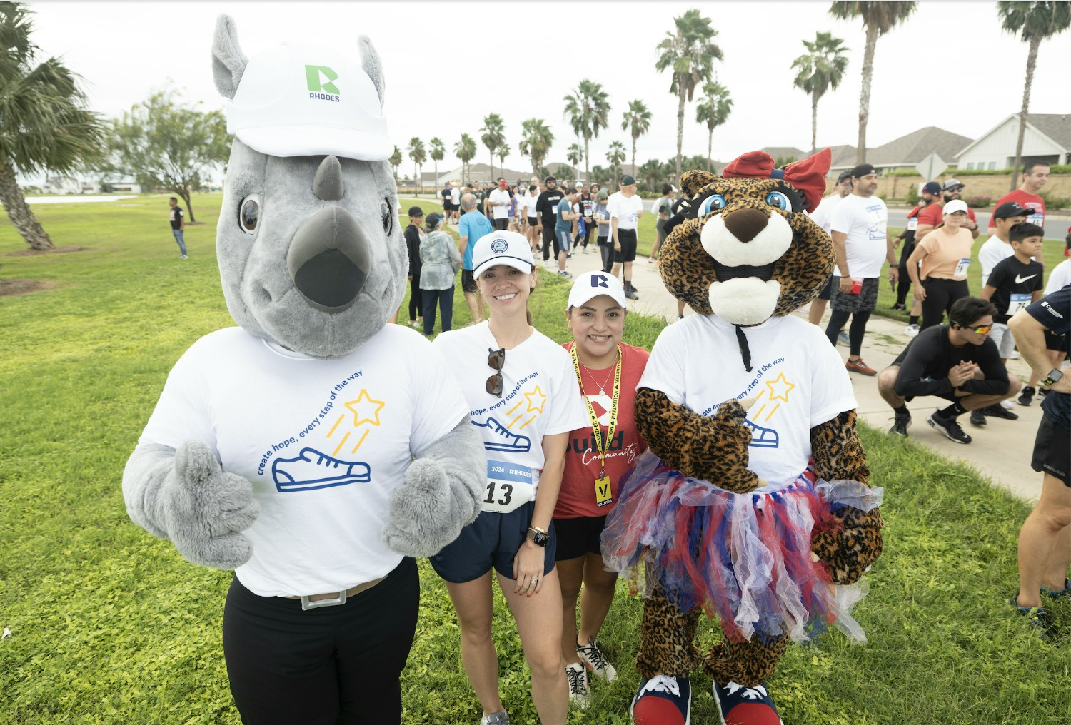 Rhodie the Rhino and Fans - Annual Build Joy Walk For Wishes 5k 