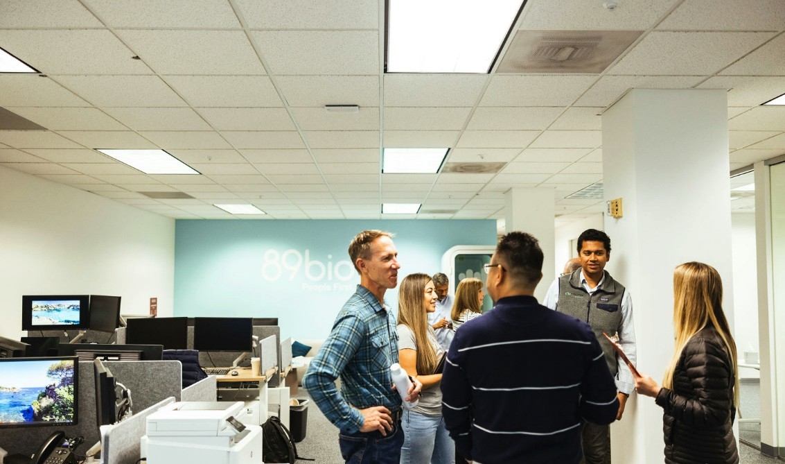 Team standup in the company office 