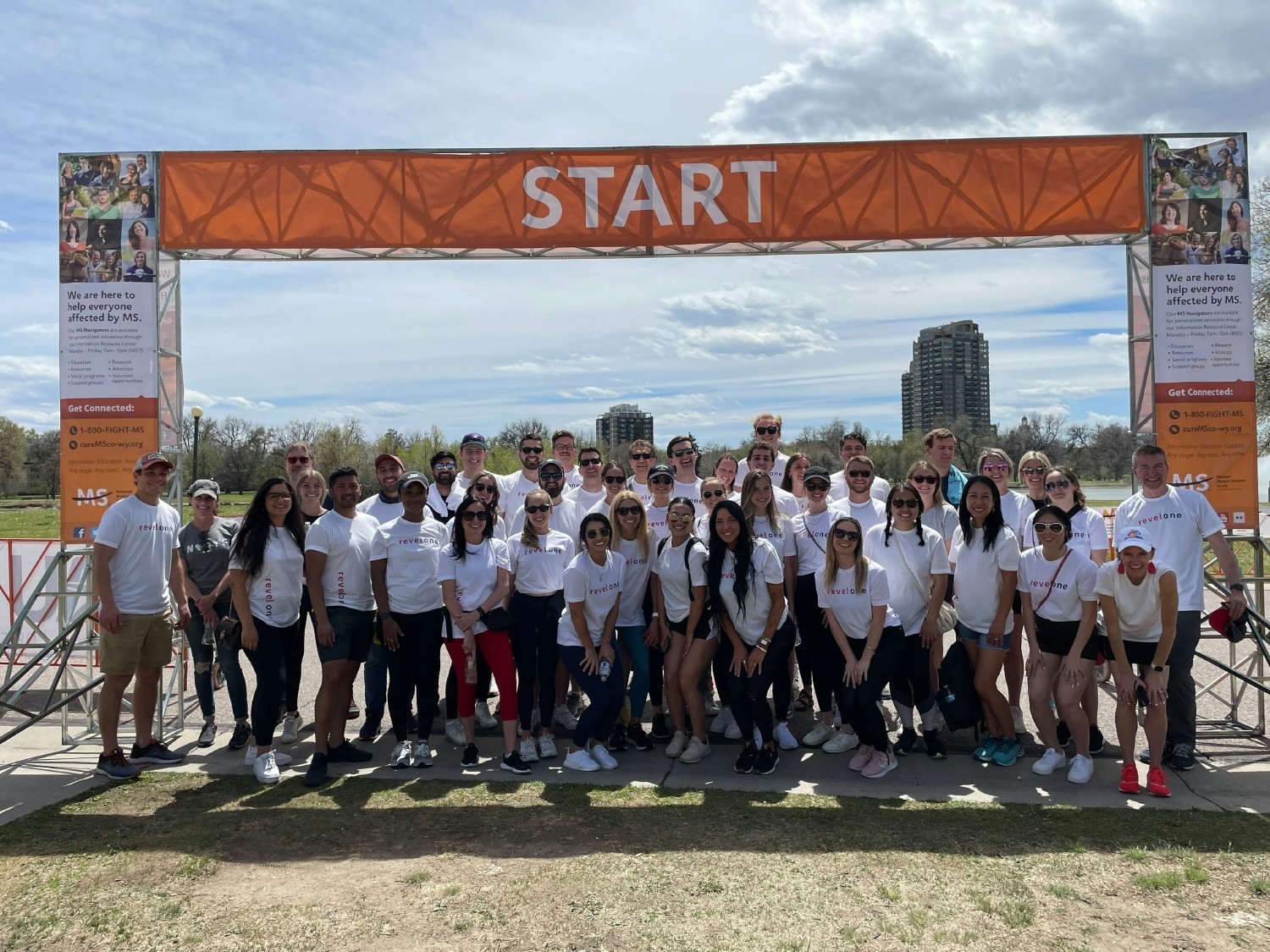 RevelOne Team volunteering at the MS Walk Denver. We were the entire race setup crew for the event!