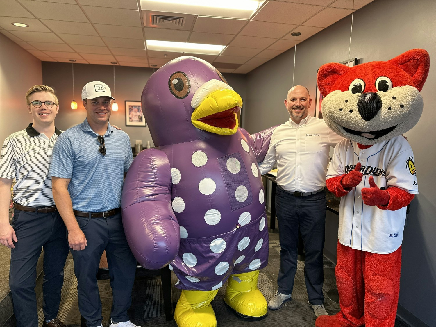 Team night and the Akron Rubber Ducks and the Mascots stopped by the suite to visit the team! 