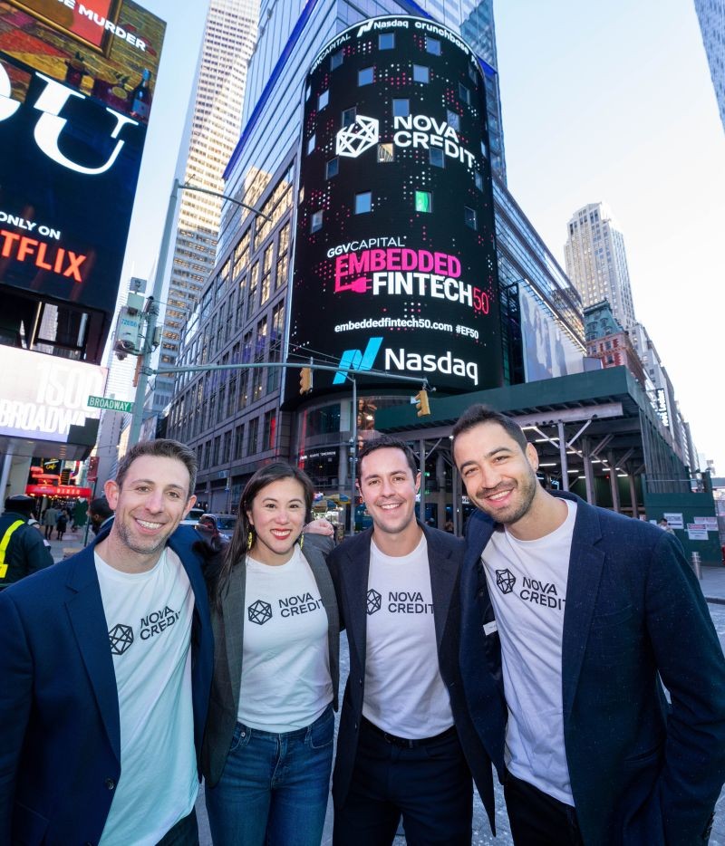 Nova Credit team rings the opening bell, as a GGV Capital Embedded 50 Fintech Honoree, 2023