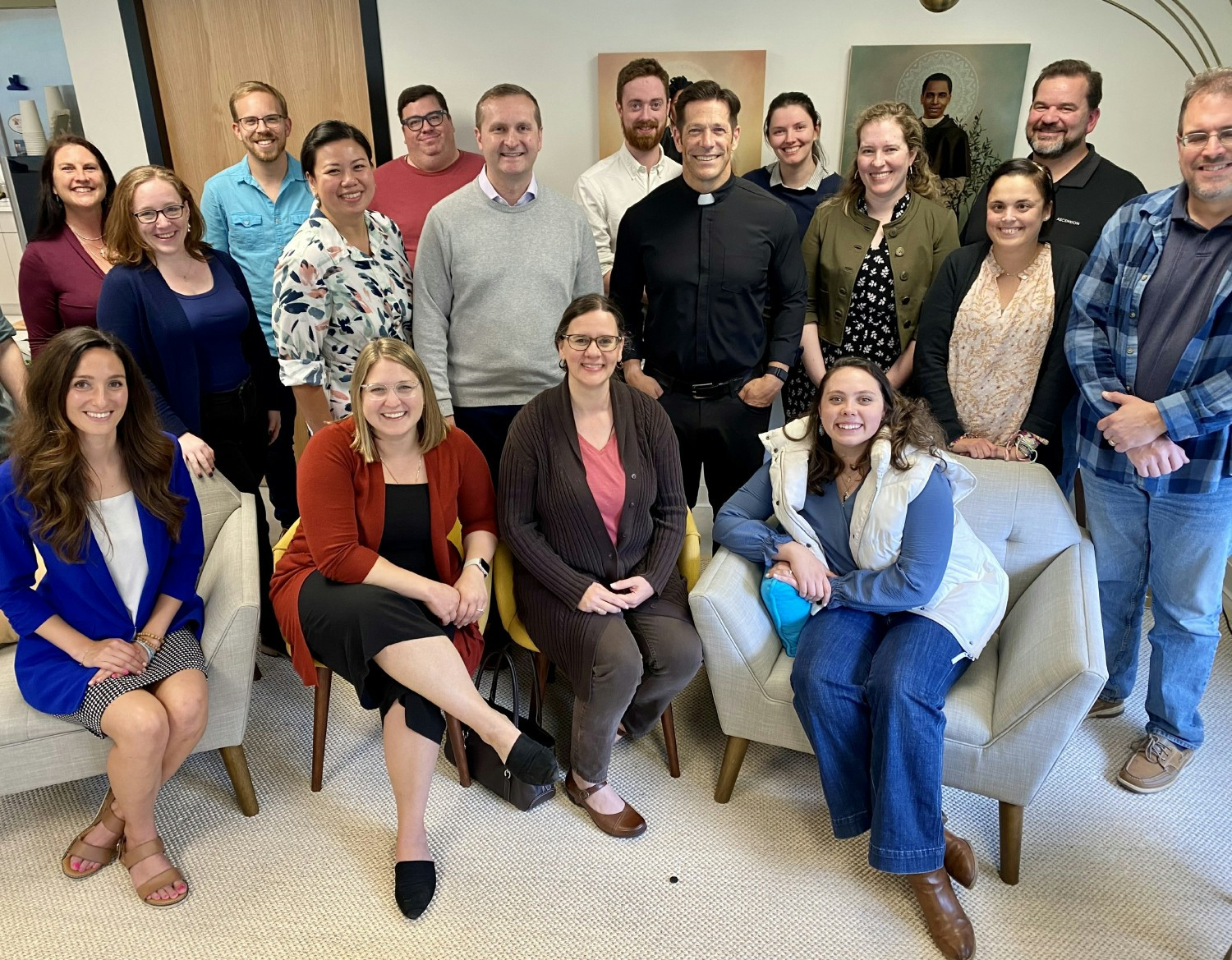 Ascension team members enjoying time at the Exton, PA office with special guest Fr. Mike Schmitz!
