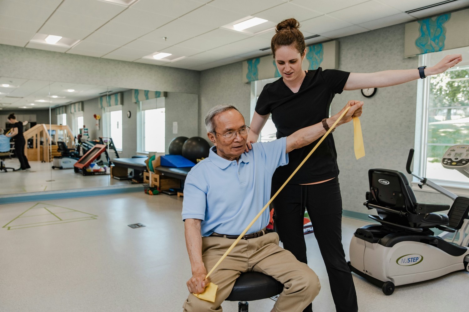 Skilled Nursing residents recover from surgery, illness, or a fall with our on-site rehabilitation.