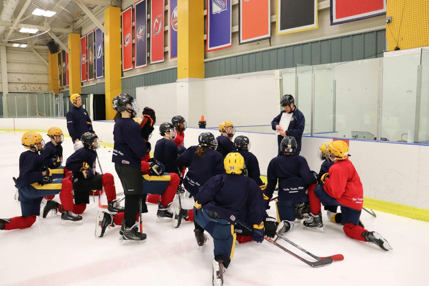 On ice hockey training session at the Center of Excellence