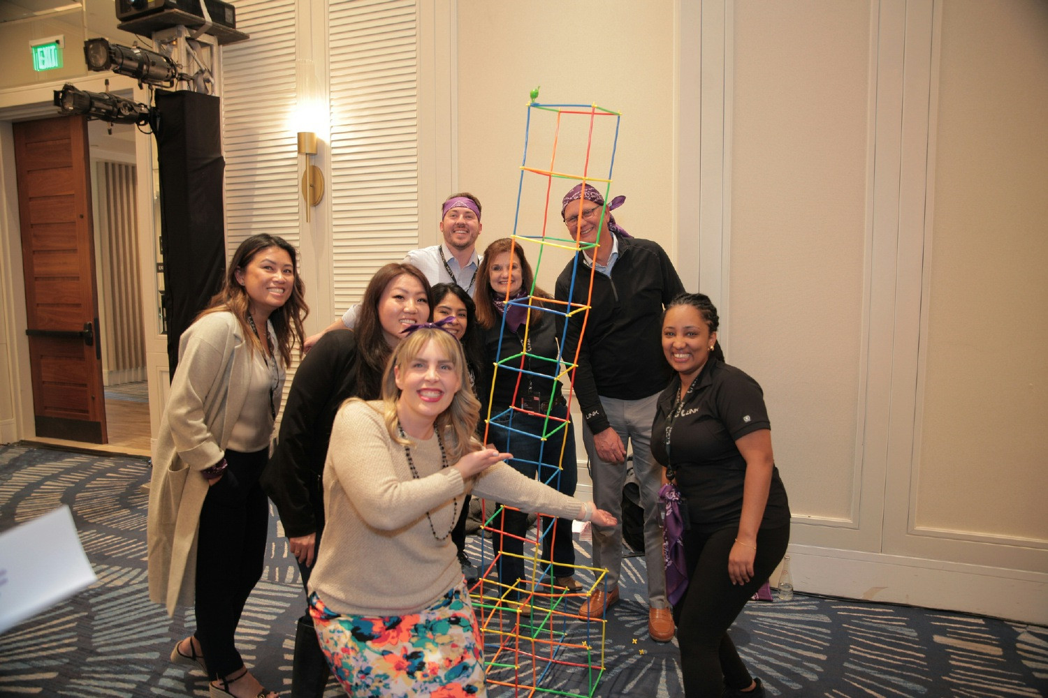 Team Event, bonding while building marshmallow and straw towers. 
