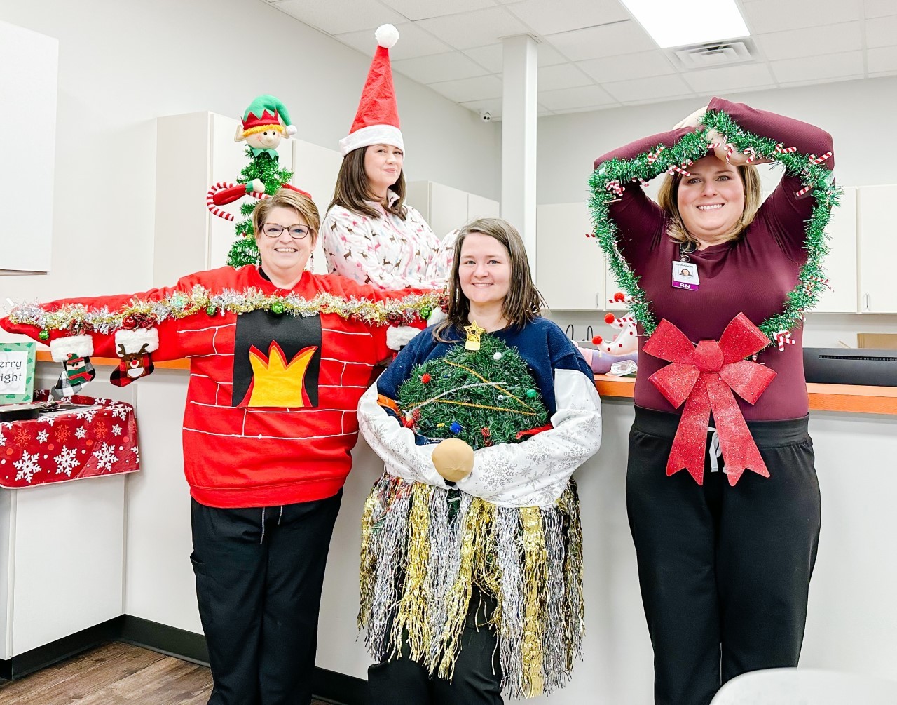 Montgomery, AL Infusion Center employees dress up for Paragon's annual Tacky Holiday Sweater contest