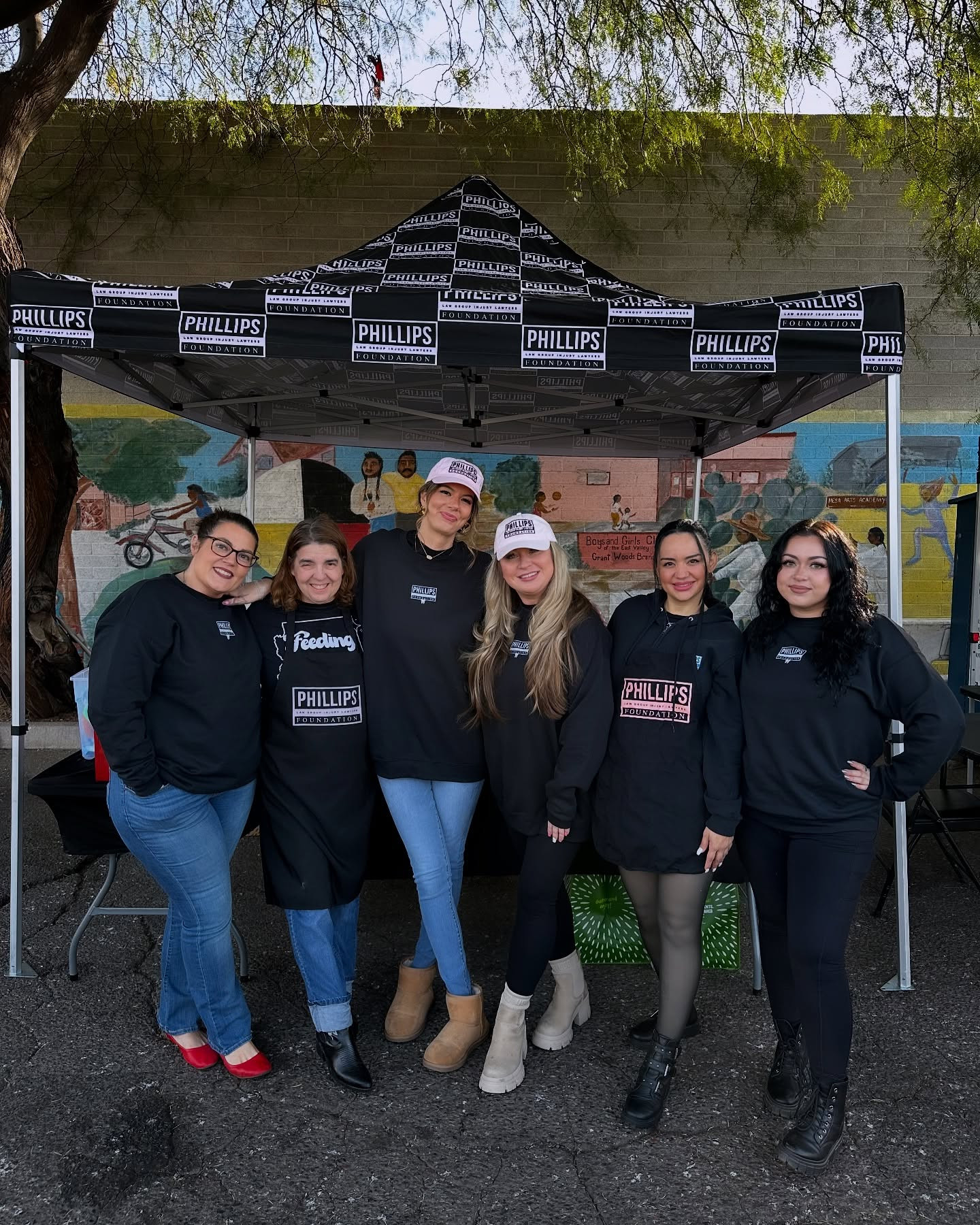 Some of the team serving those experiencing homelessness at Feeding Arizona where we also provide haircuts and manicures