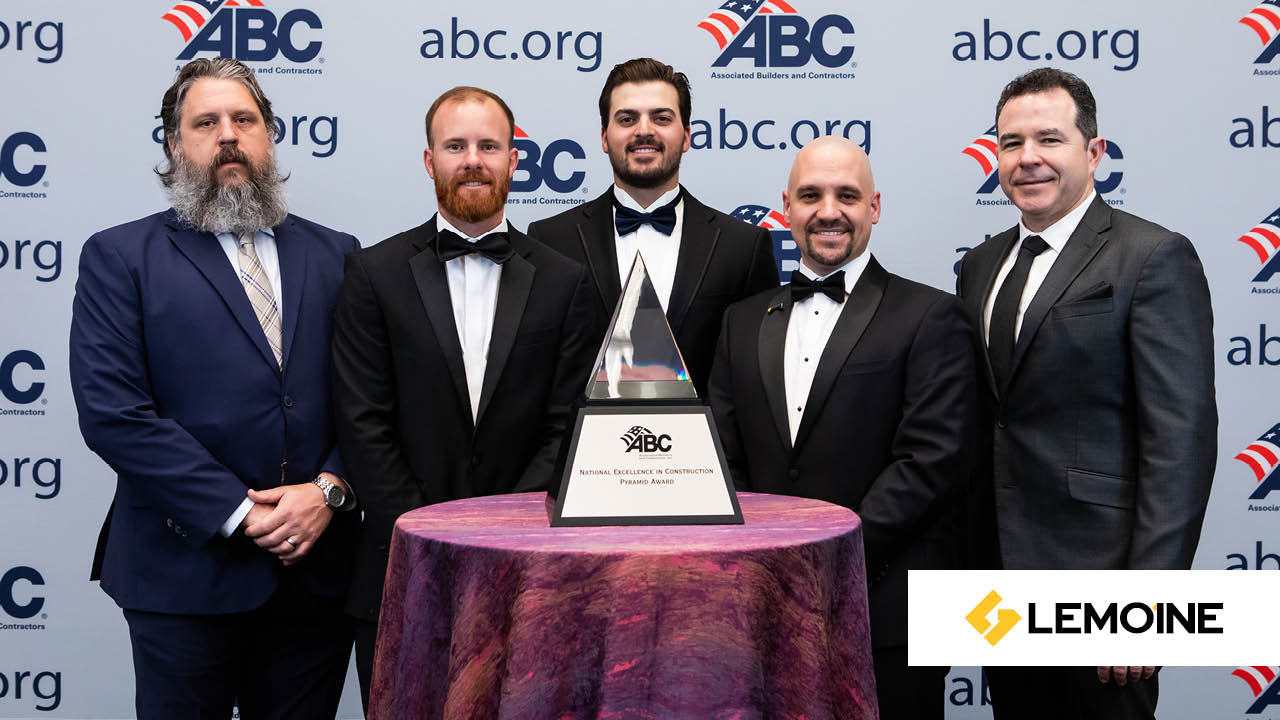 Proud moment at the EIC Awards as LEMOINE earns National Excellence in Construction for the Laurel Ridge Levee.