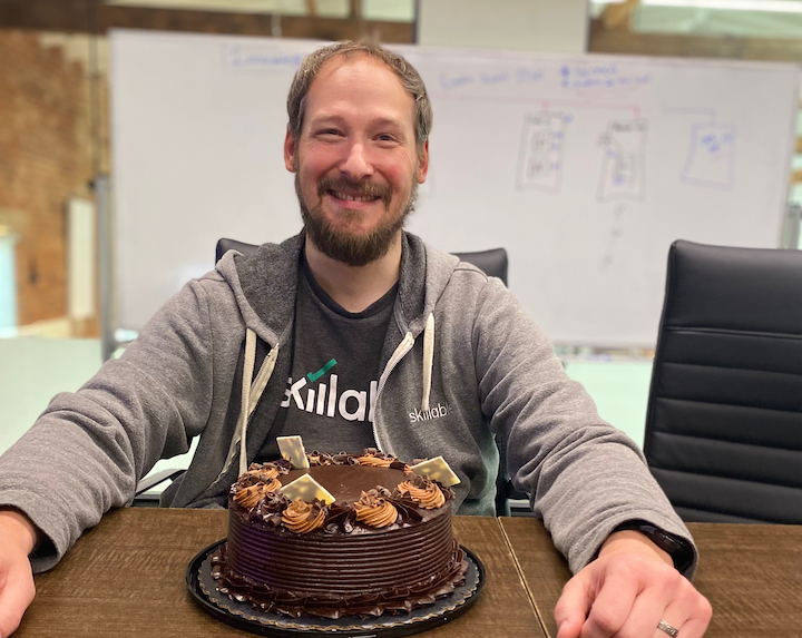 Employees enjoy treats delivered on their birthdays, though this was a special one for an optional in-person work day.