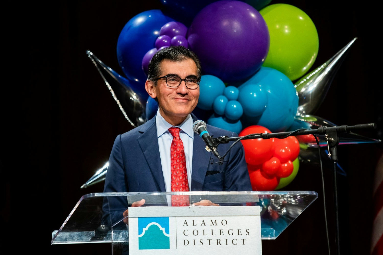 Chancellor of The Alamo Colleges District, Dr. Mike Flores, welcomes employees during a fall convocation event