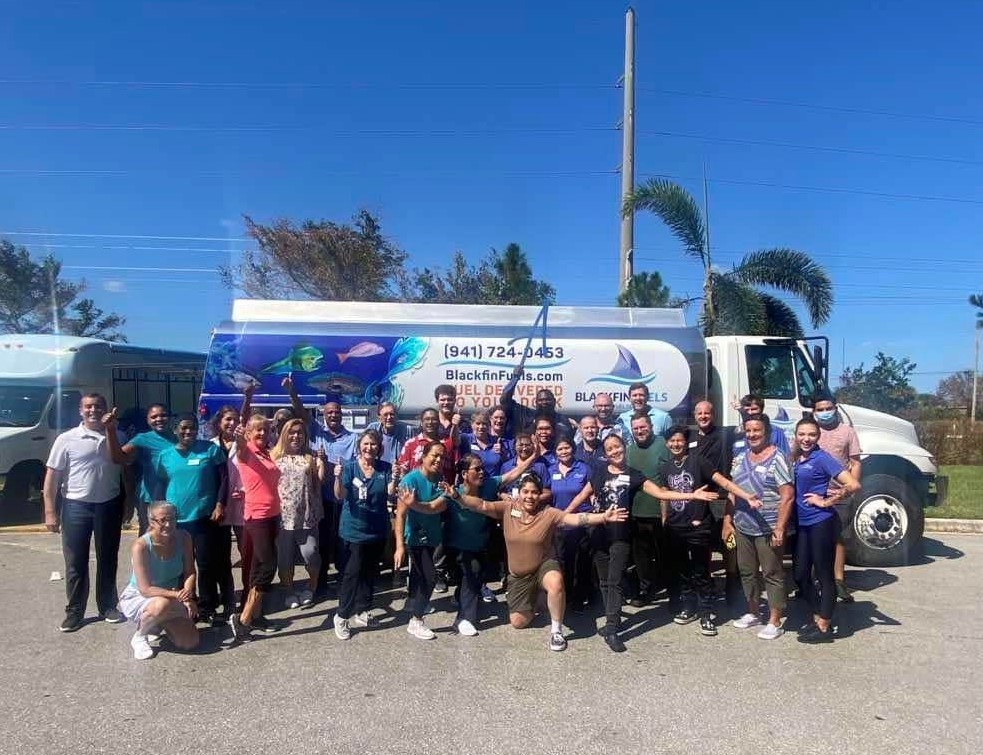 Meridian Executives visited Florida after Hurricane Ian to help deliver free gas to staff, residents and families.