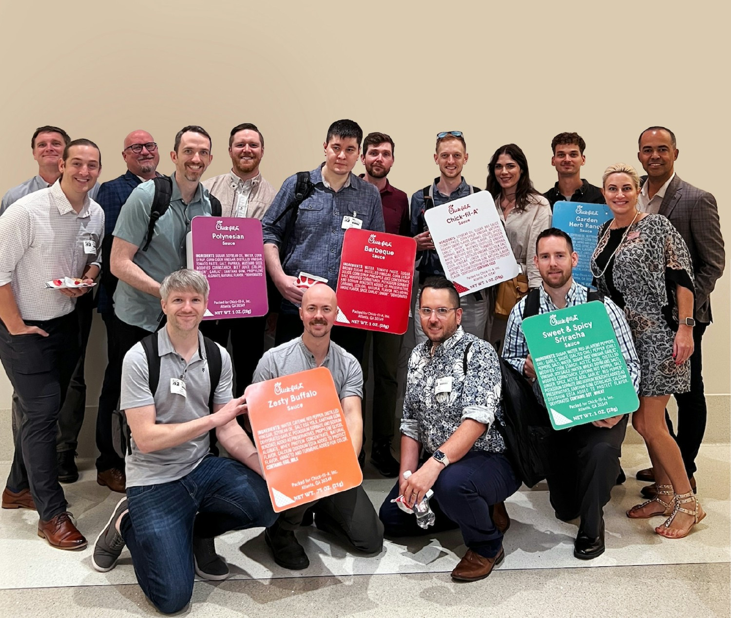 Artisans gather for a photo opp and tour during a client planning session.