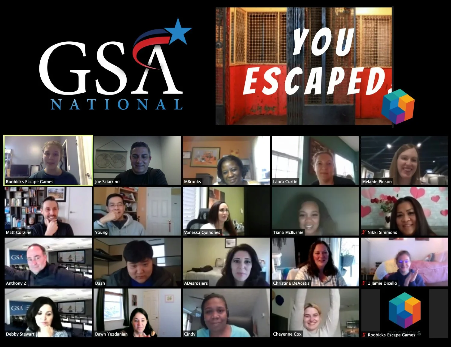 Virtual escape room team-building event.