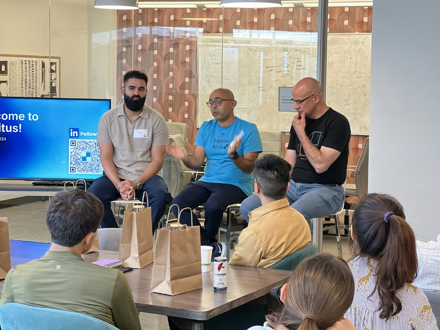Our CTO, CPO, and guest speaker KJ Dhaliwal, Founder of Lotus Health, at Tech Week!