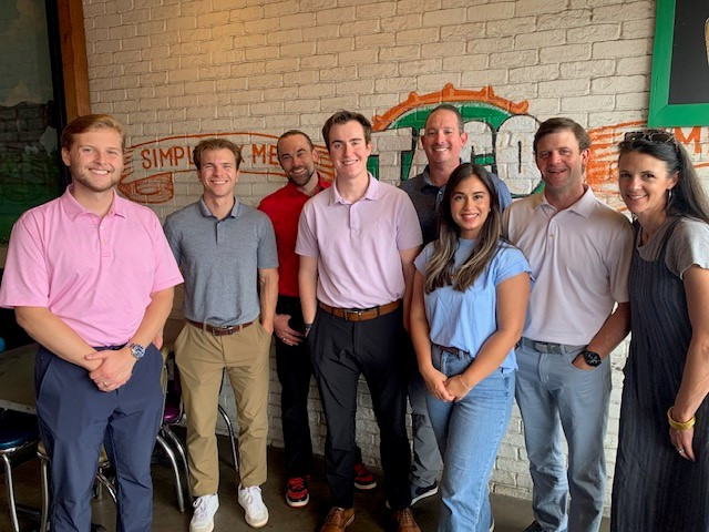 Enjoying a team lunch with our summer intern. 