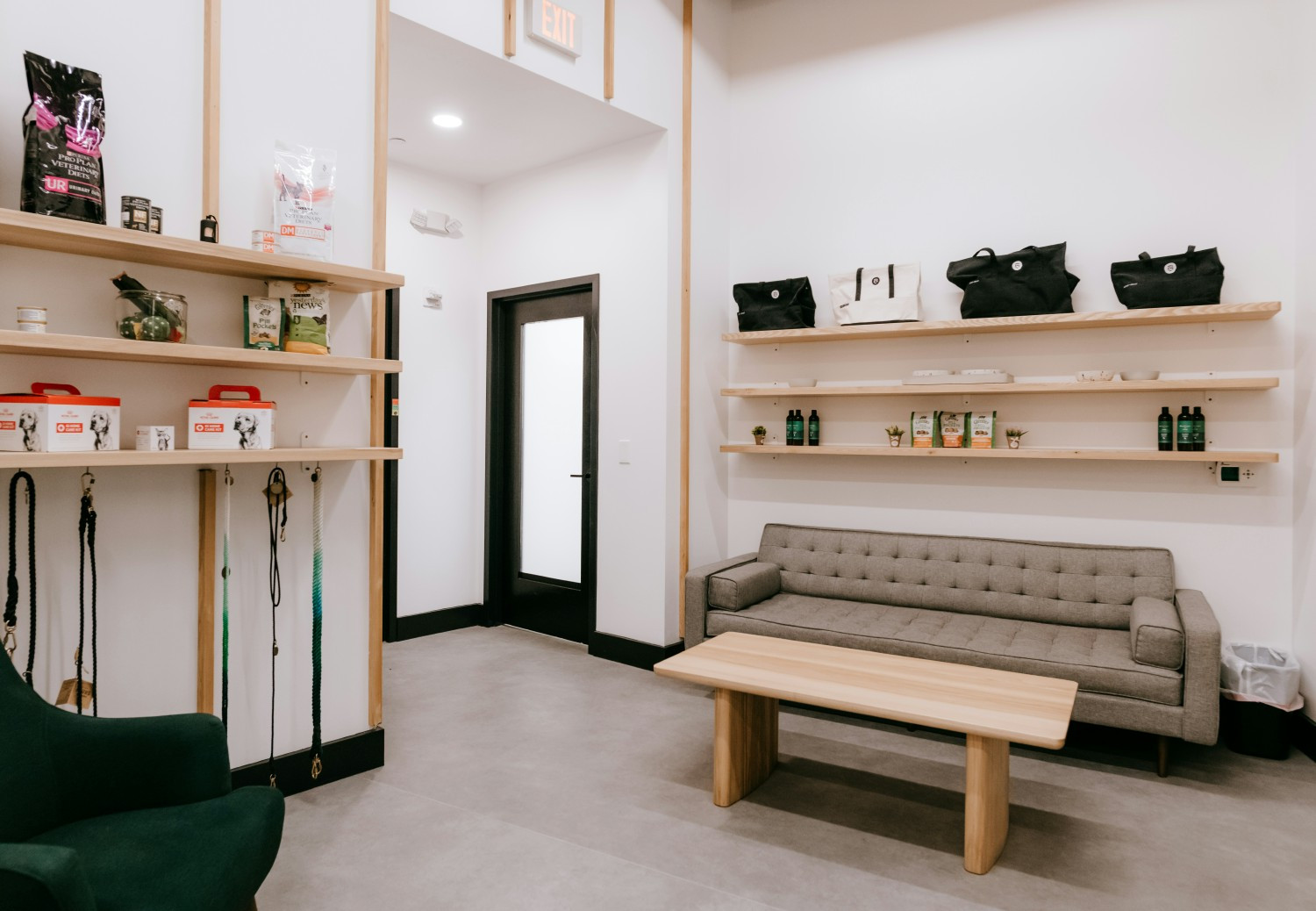 The spacious and modern courtyard at Heart + Paw East Market.