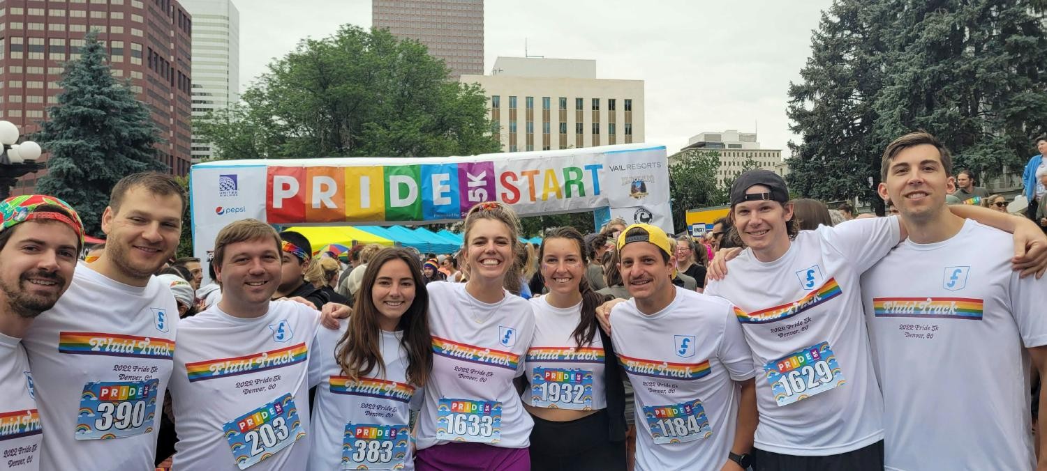 Members of the Fluid Truck team celebrates Pride Month by participating in a 5K run.