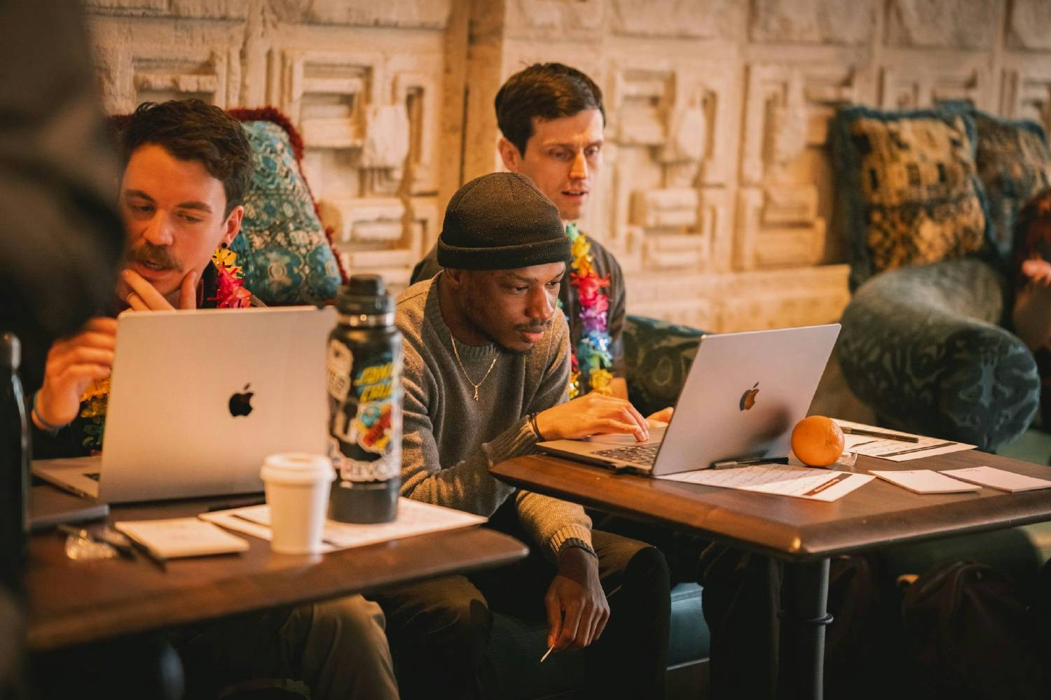 Team members hard at work during a 