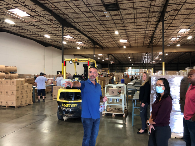 Touring the CalFoods Logistics warehouse.