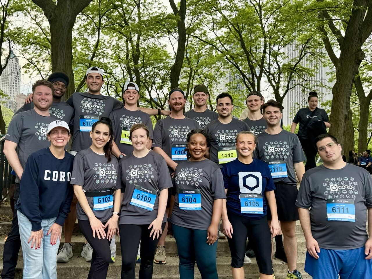 Coro employees race to the finish line. 