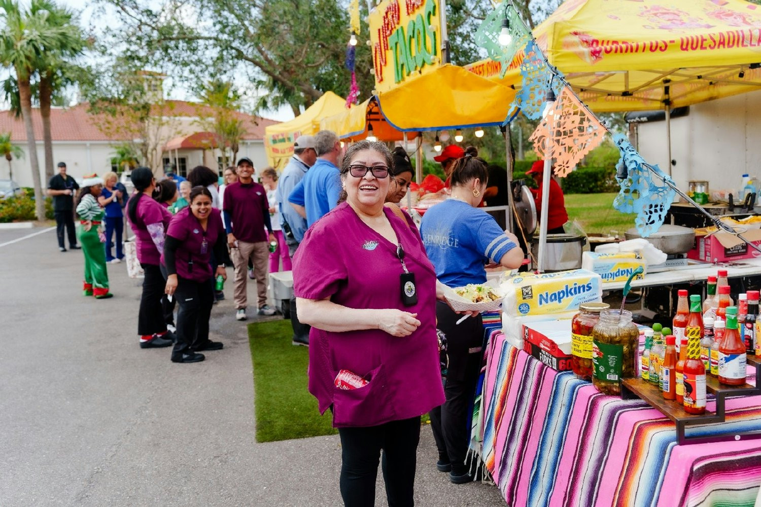 All-staff Employee Appreciation Day with everyone enjoying lunch from a food truck.