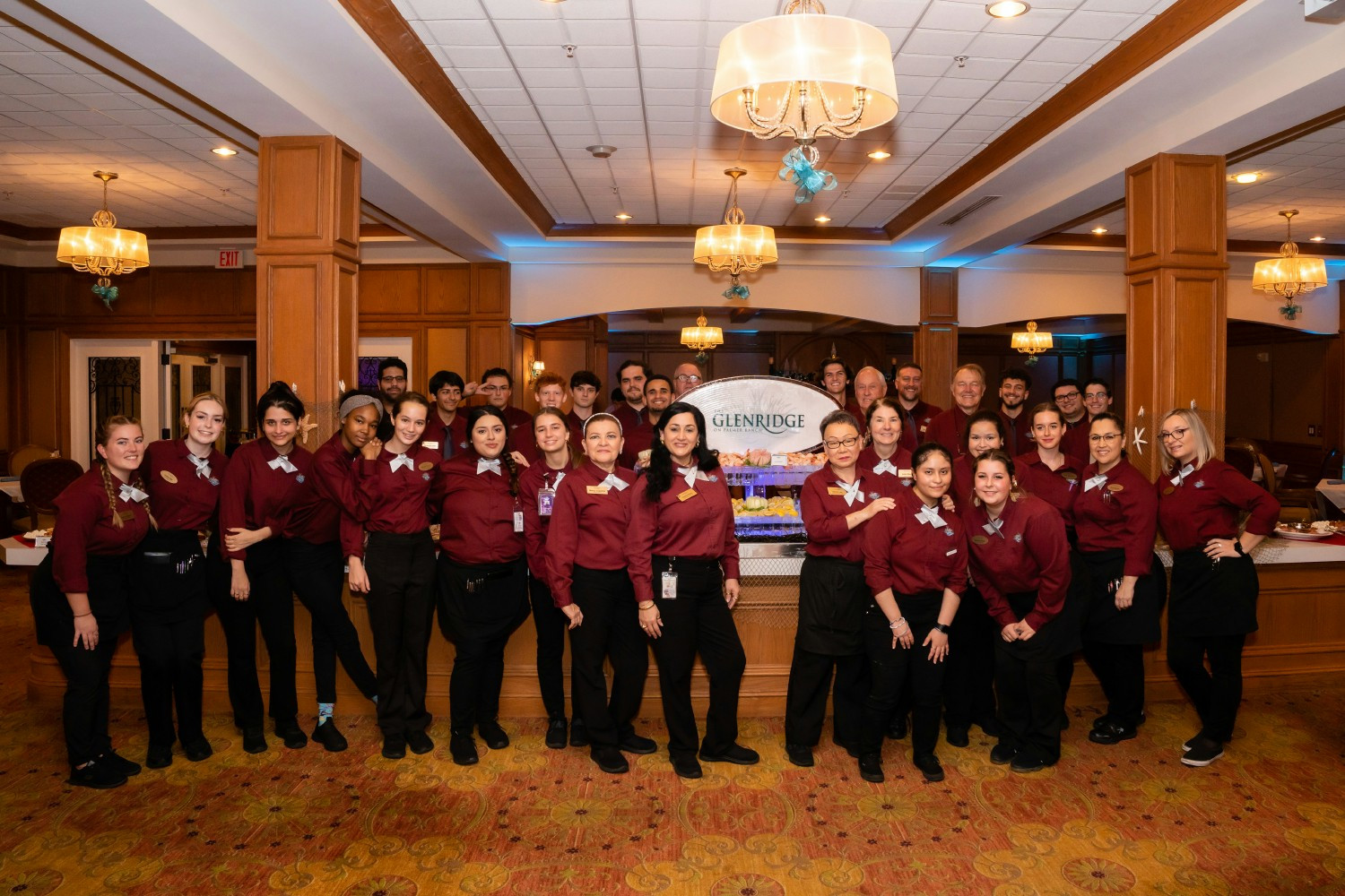Glenridge dining staff ready to welcome guests with warm hospitality and excellent service for a special event!