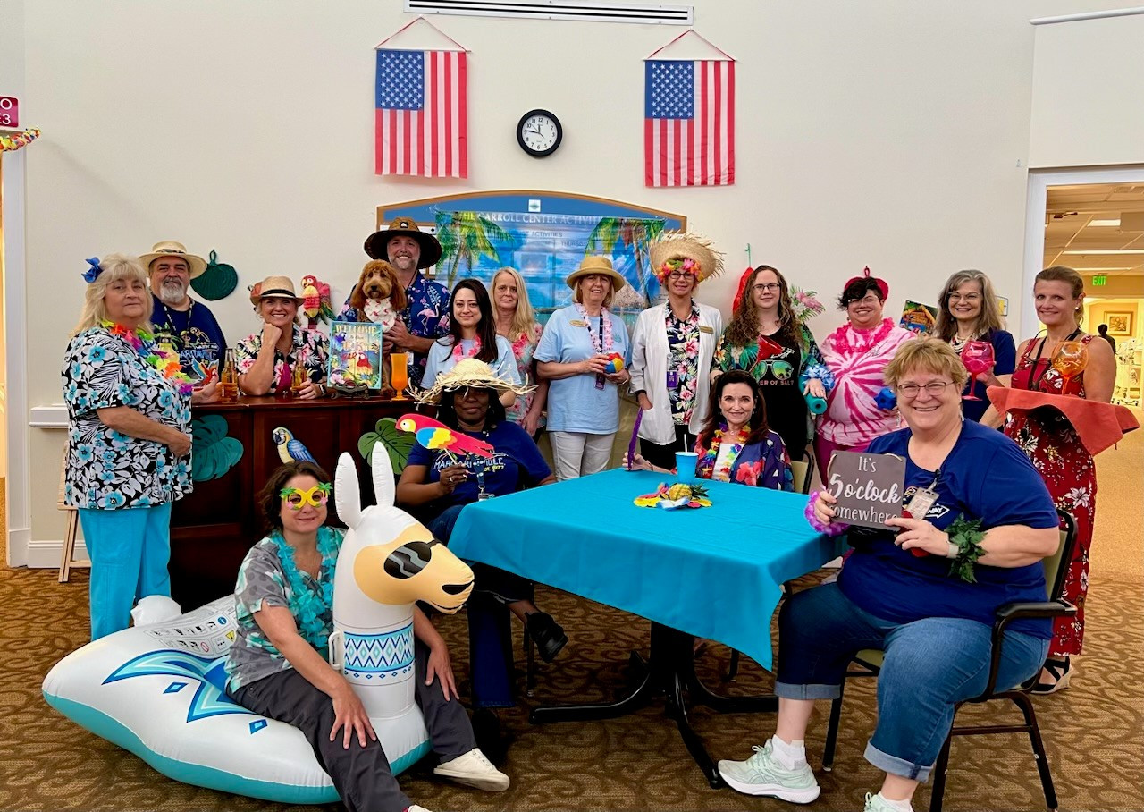 The healthcare team celebrates Jimmy Buffett with tropical vibes and island-inspired fun!
