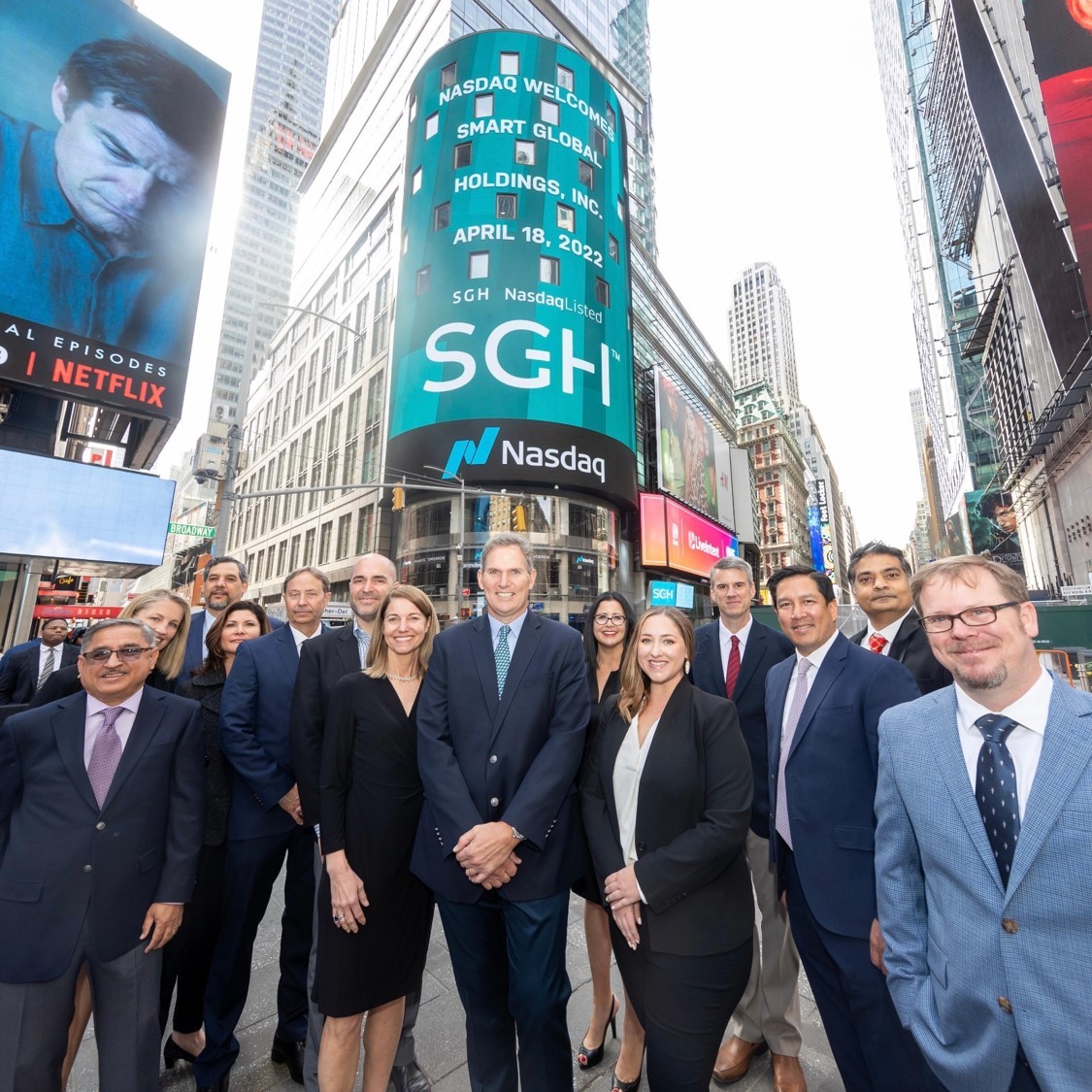 CEO Mark Adams with members of our team at the ringing of the Nasdaq bell.