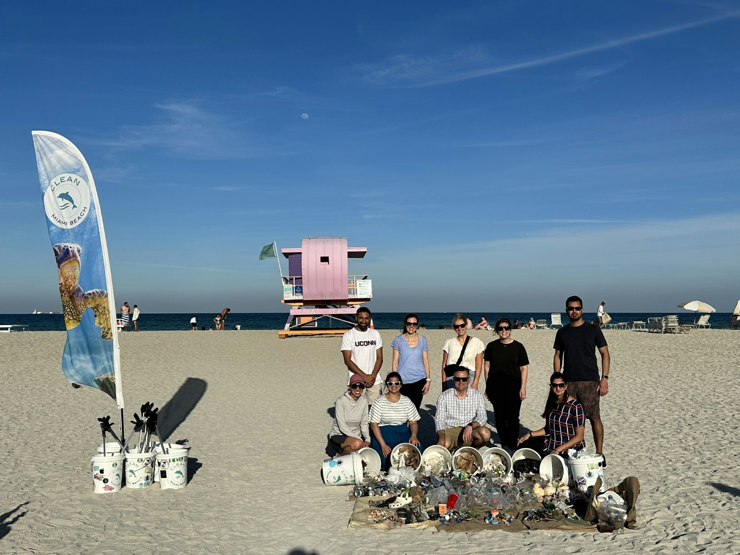 Arya team partnering with Clean Miami Beach for a beach clean-up. 60 pounds of litter collected in just under two hours!