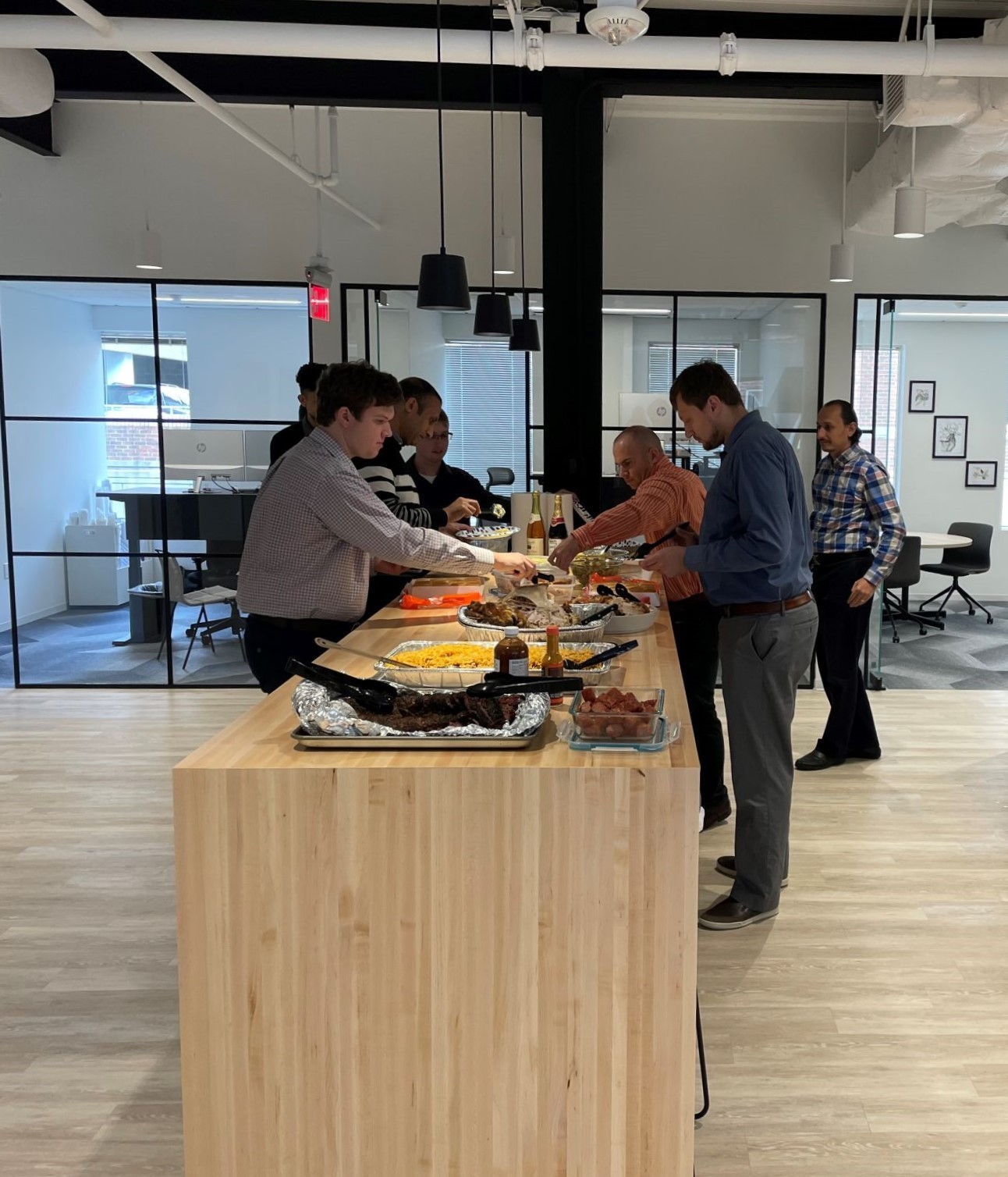 Quarterly potluck. Everyone pictched in for this Thanksgiving themed potluck.