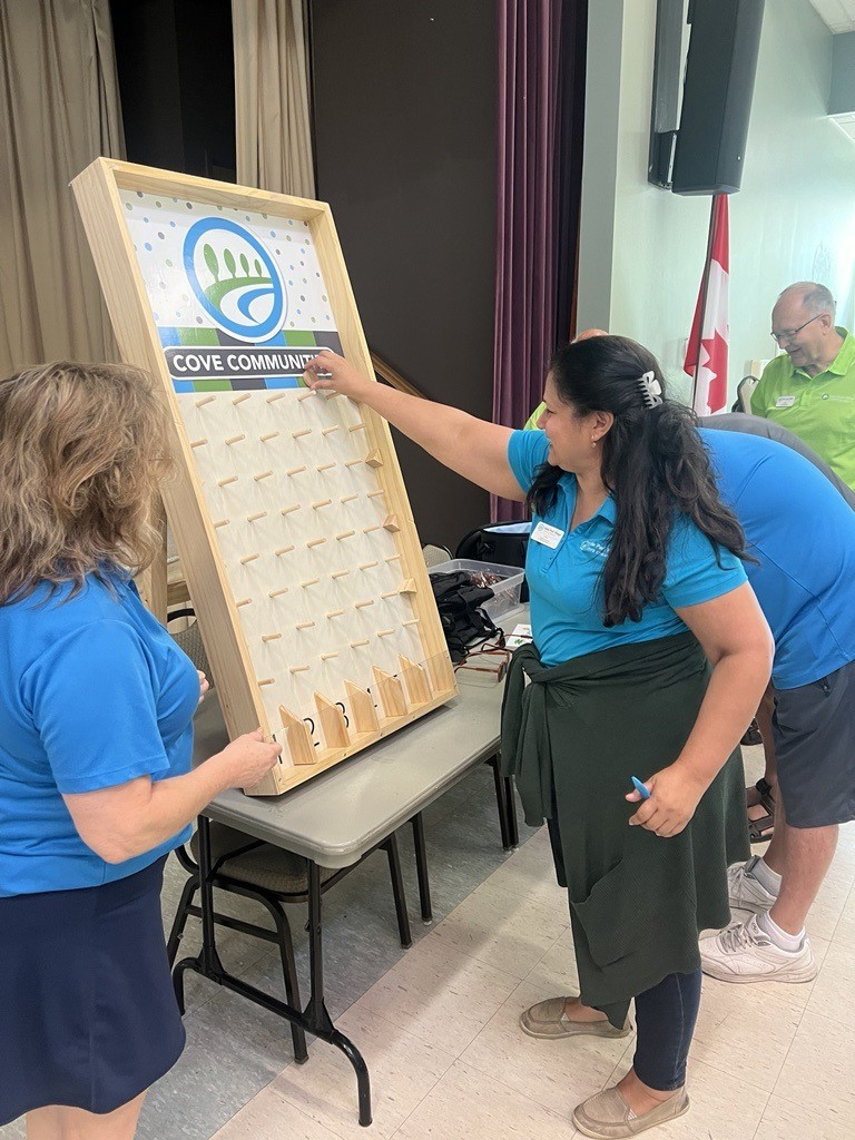 Cove team members showing their competitive side during a Cove leadership meeting!