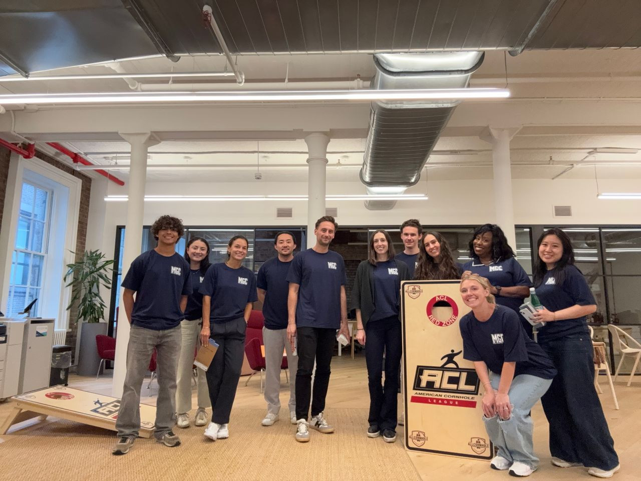 Annual cornhole tournament in the New York office
