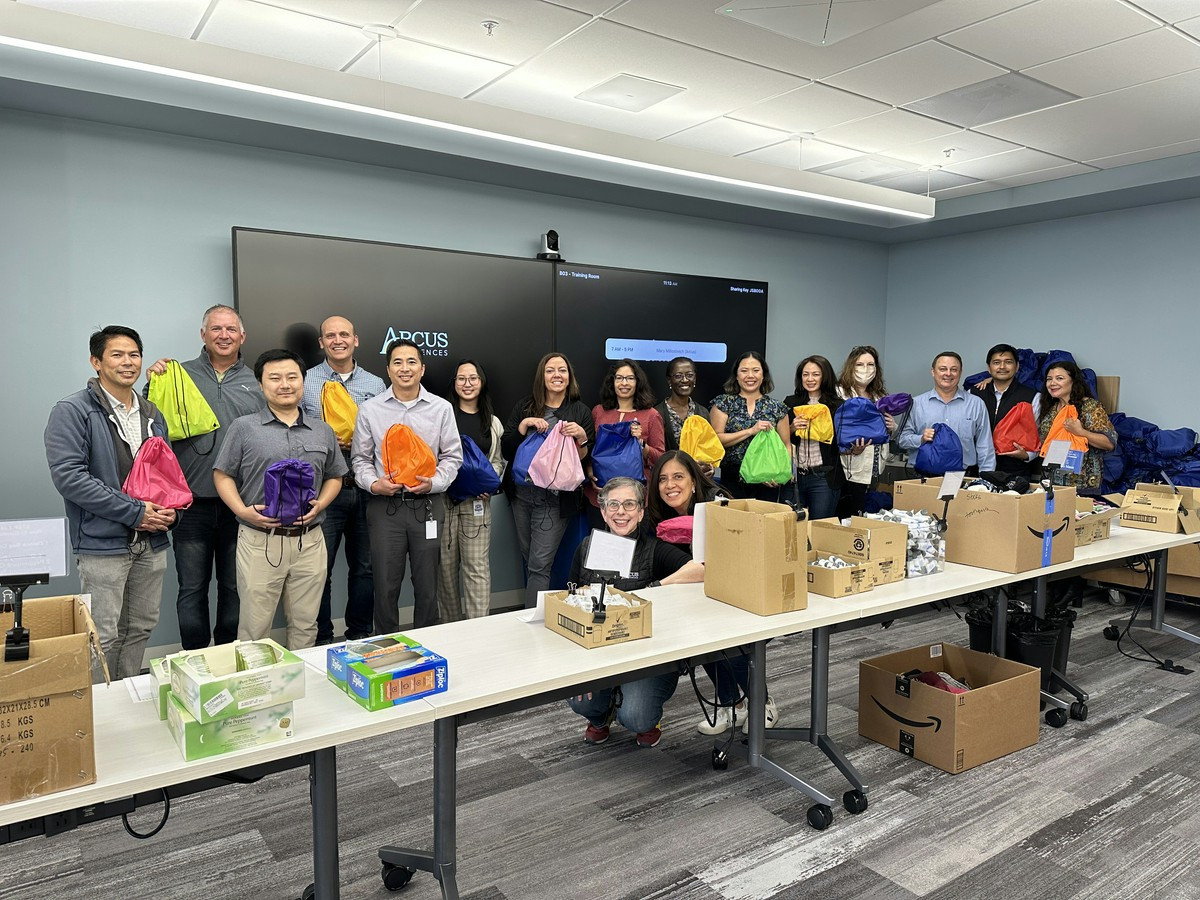 Employees assembled hygiene & comfort kits for Shanti Project, a local Bay Area charity assisting women with cancer.