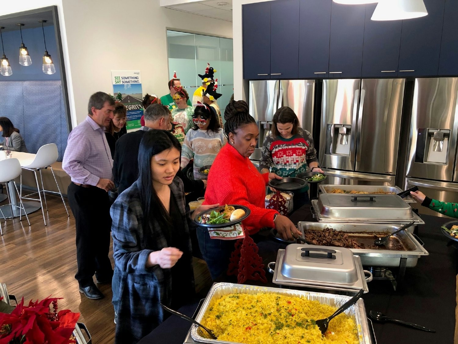 We catered lunch at the office for the holidays.