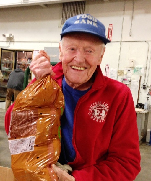 Glenn is 97 years old and he still carries food into this food bank