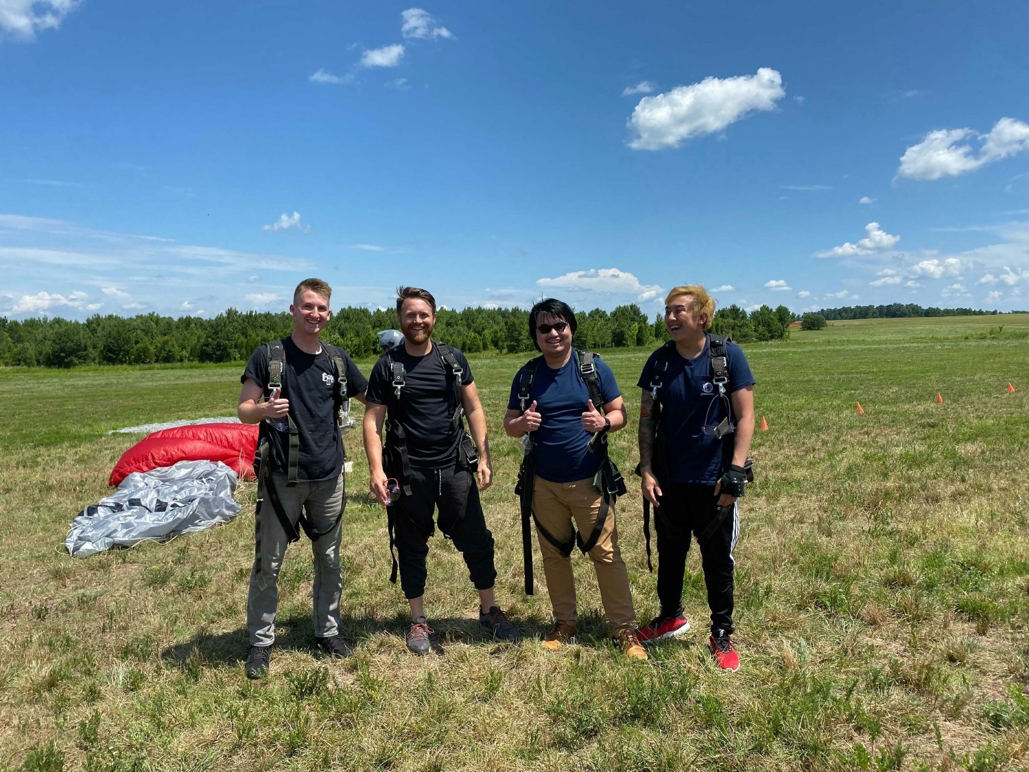 Some team members post-skydiving!