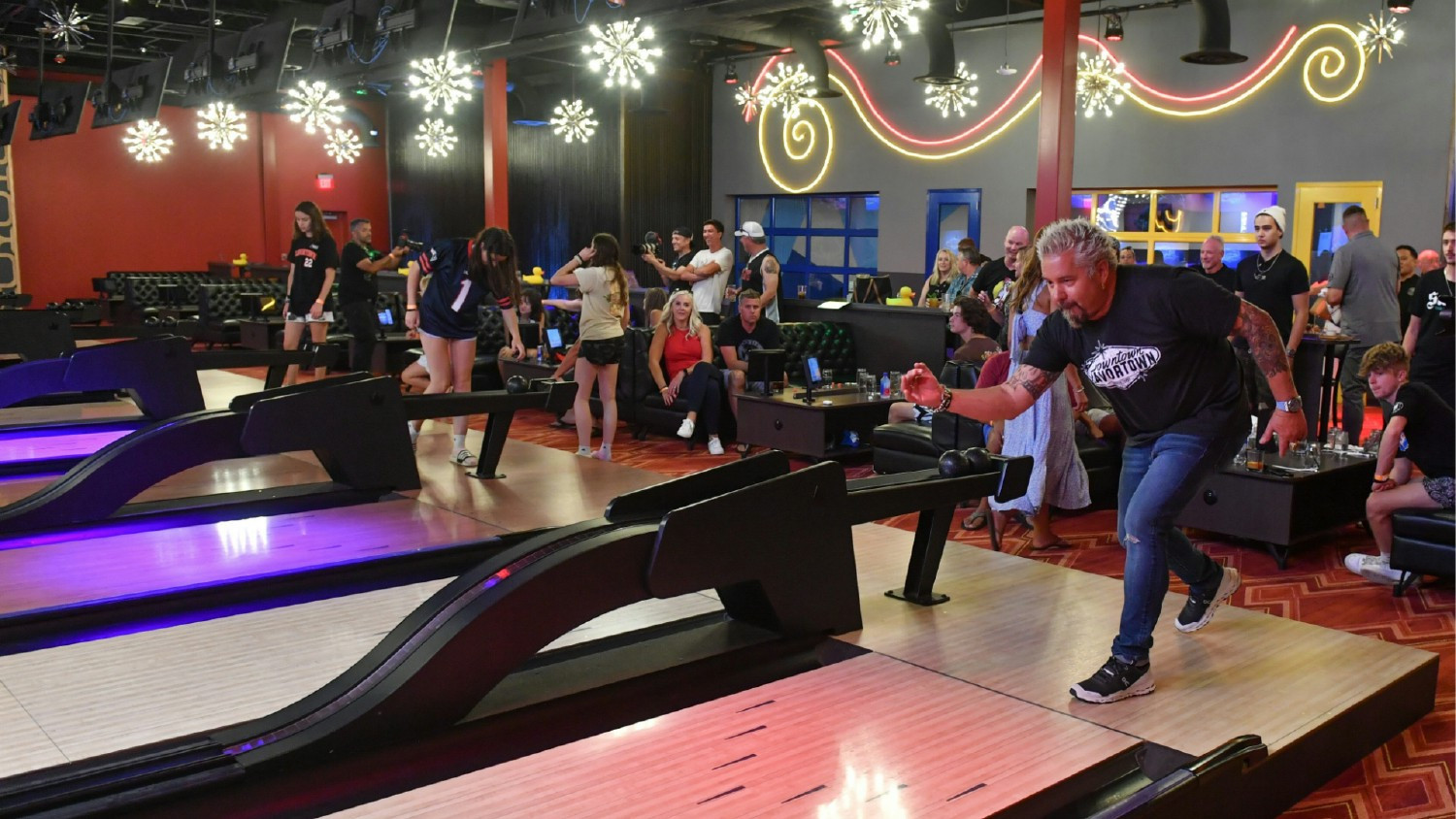 Guy's family bowling