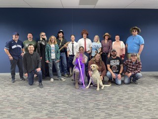 This is our Halloween Celebration, here are all those who dressed up. We like to keep it light around here! 