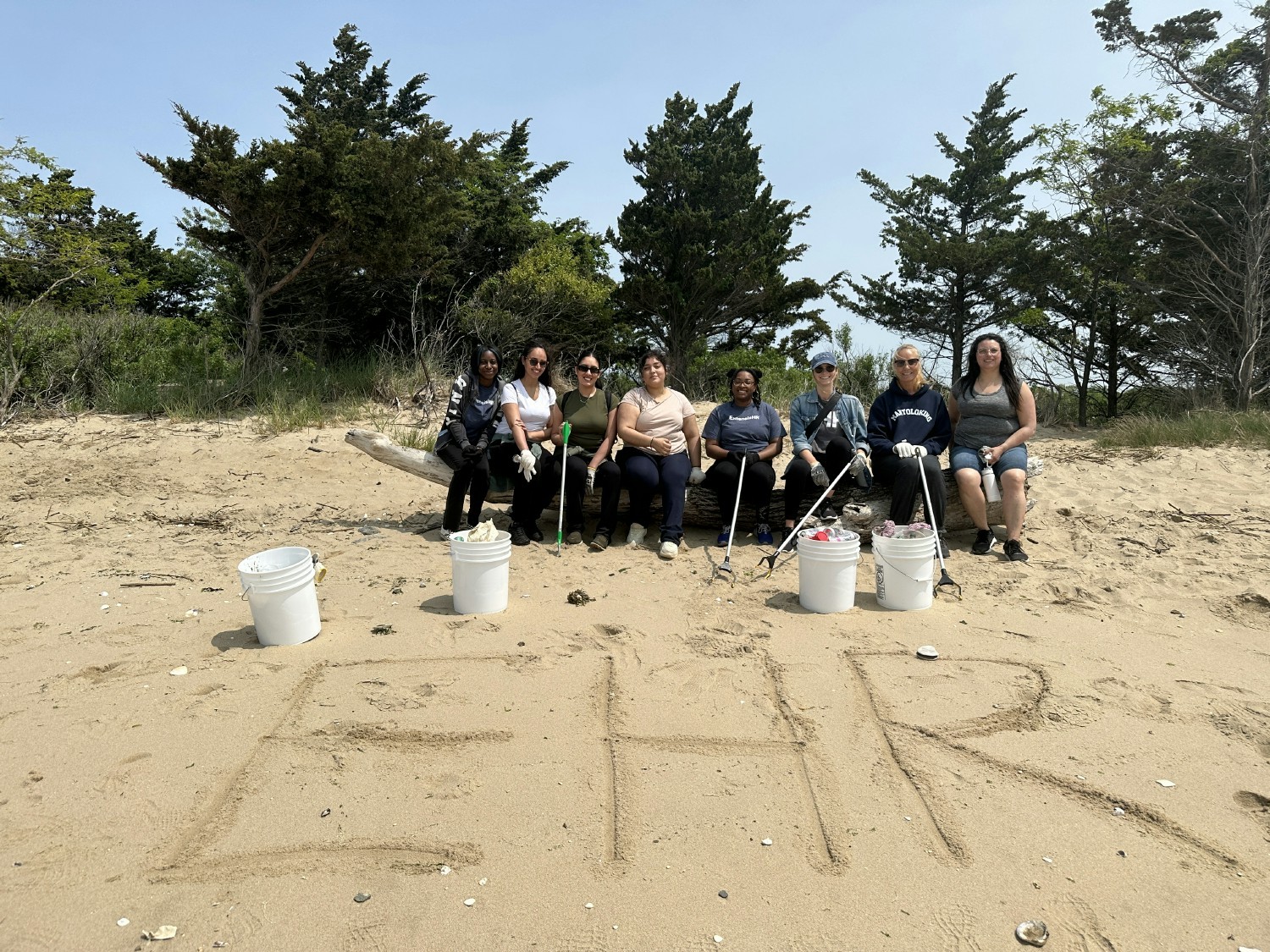 Cleaning up one of our beloved New Jersey beaches on nearby Sandy Hook.