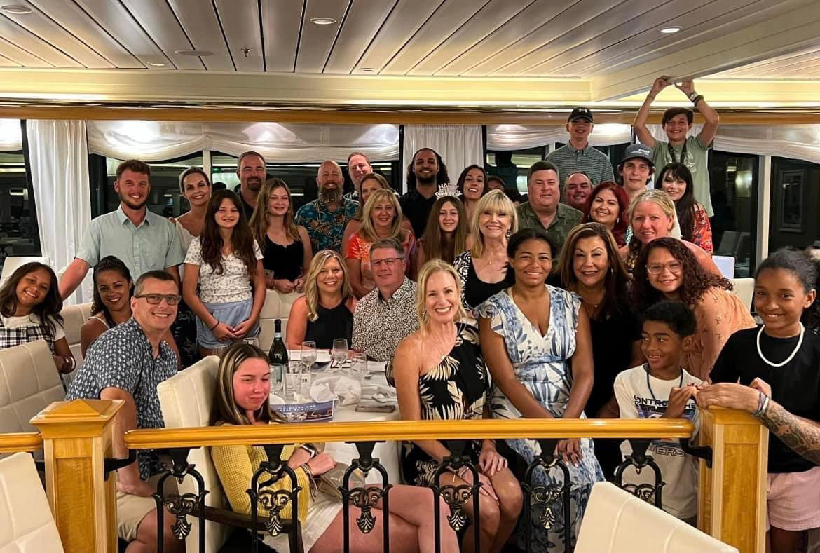 Team and family dinner on the high seas.