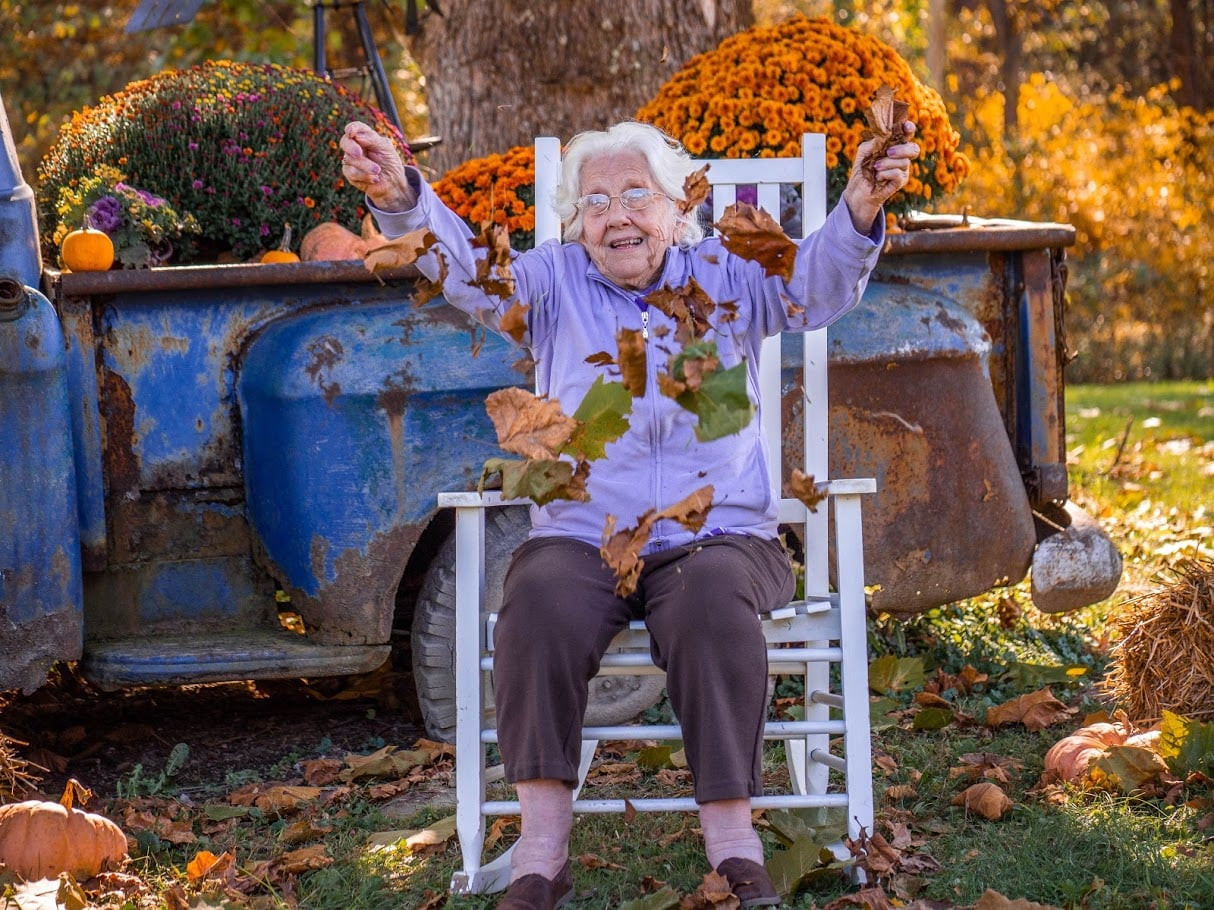 Fall Photo shoot with Highland House Assisted Living Resident