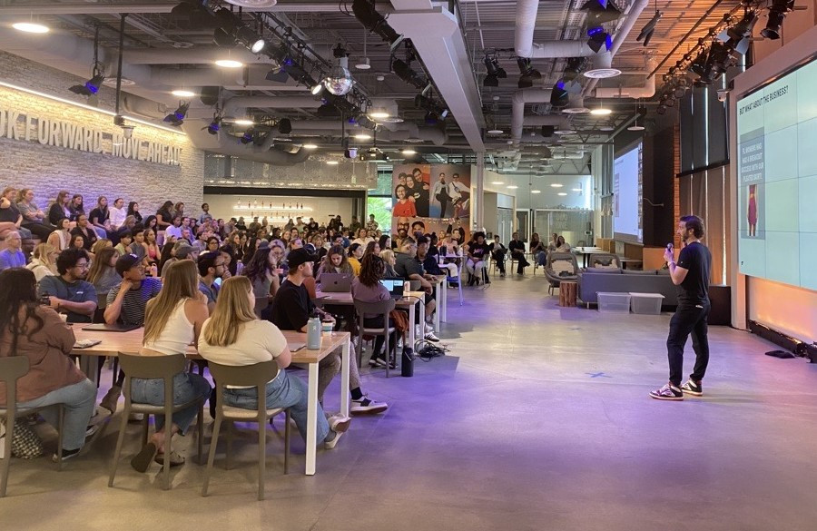 Our CEO, Adam Goldenberg, hosting our Fabletics Weekly Huddle.