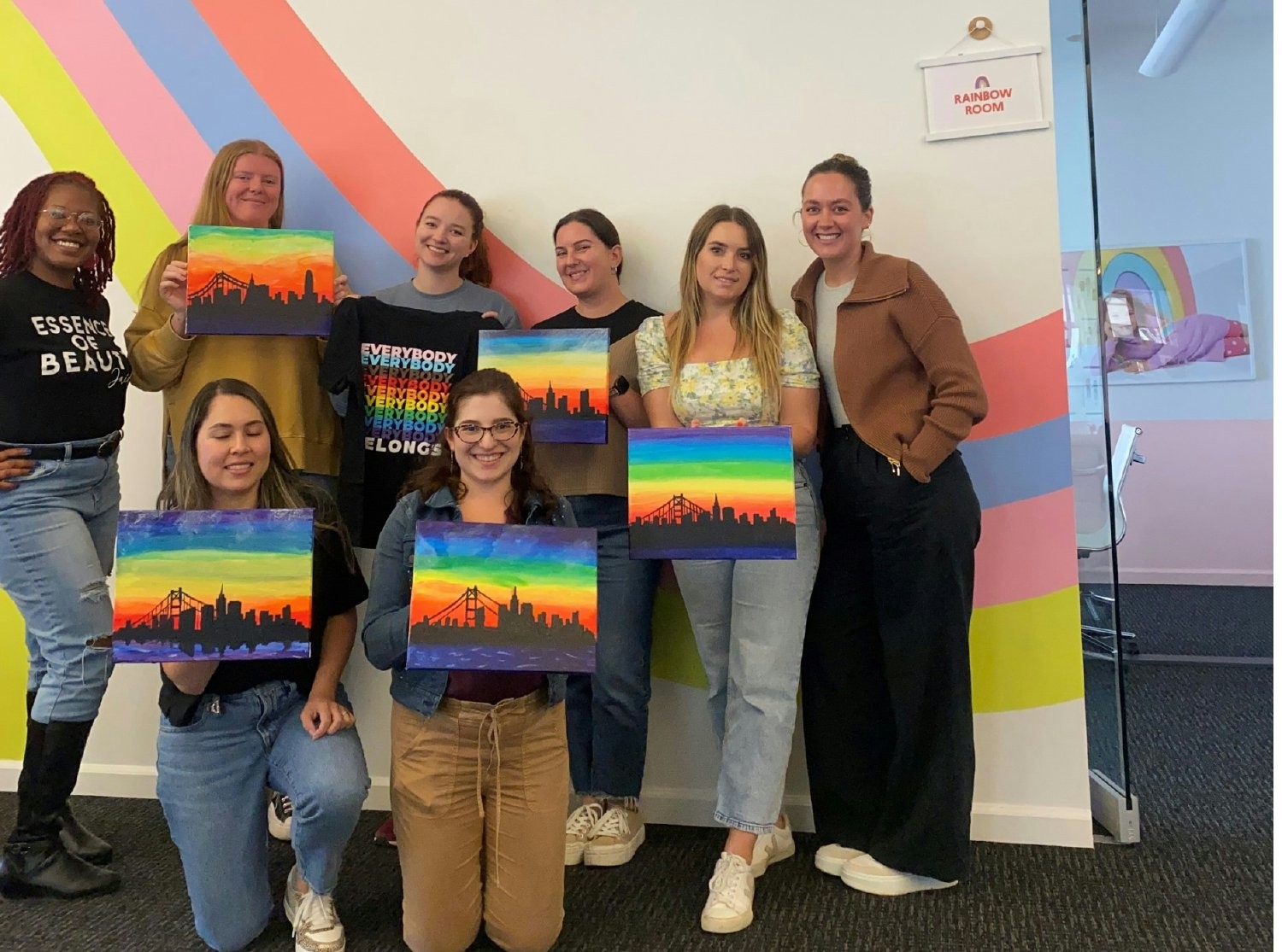 Participating in a paint n' sip event in honor of Pride Month