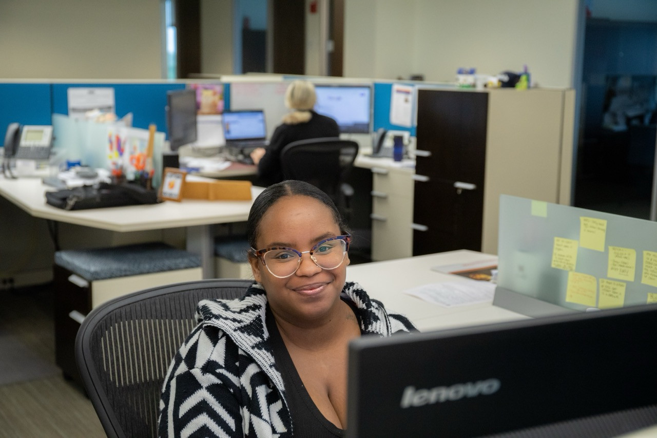 Reyes Holdings employee, working in one of our communal areas. 