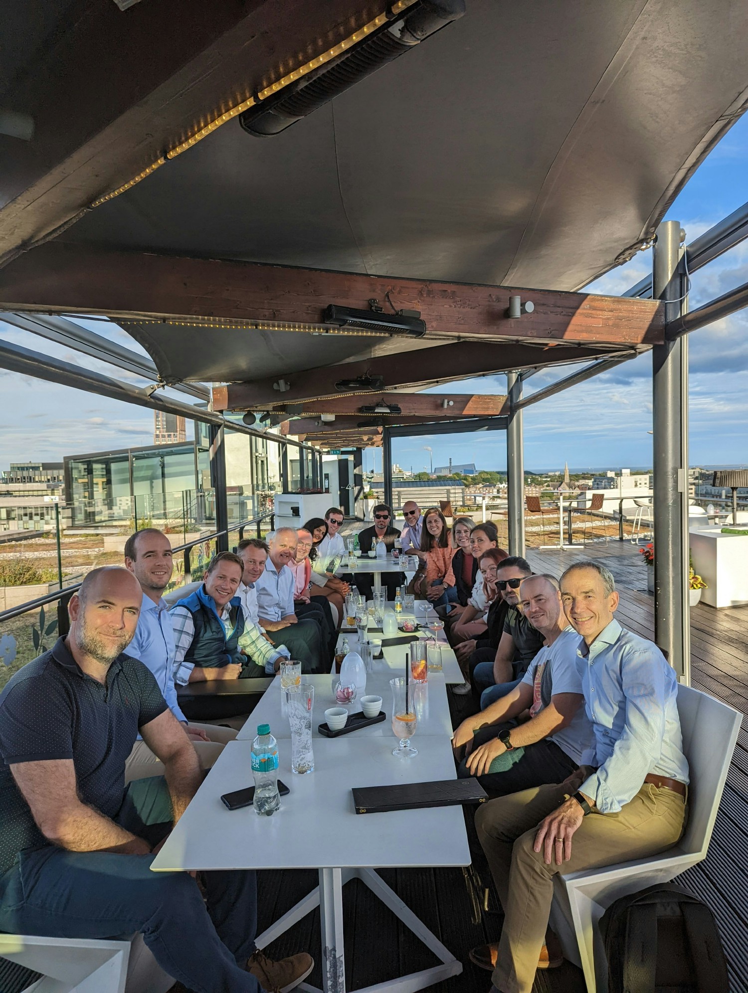 Summer time get togethers are best held on a sunny rooftop with views overlooking the city