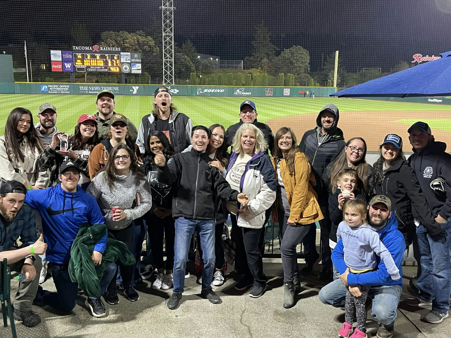 Celebrating our team at a Tacoma Rainiers game on the Party Deck