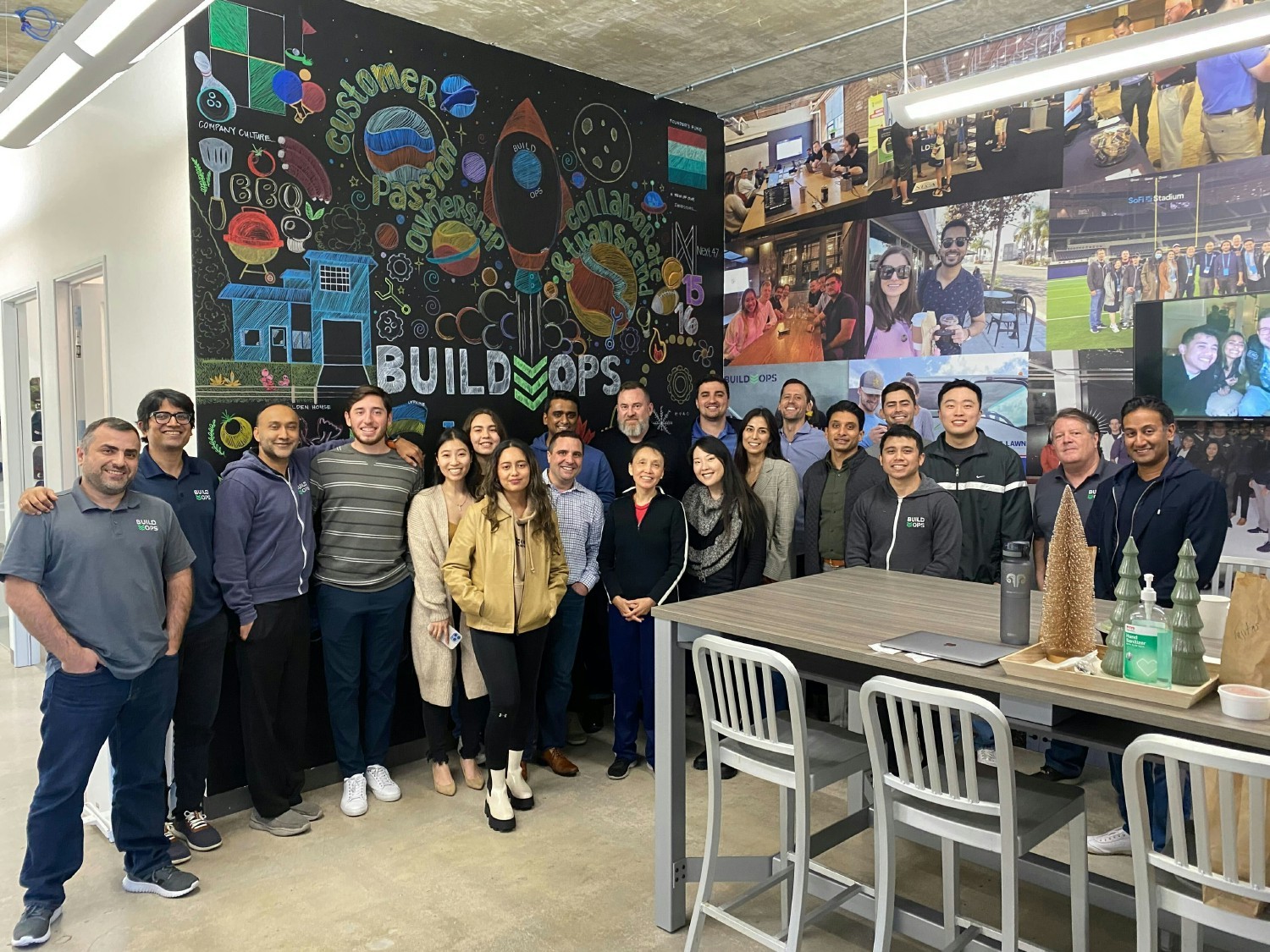 BuildOps team with special guest and table tennis pro, Coach Wei Wang